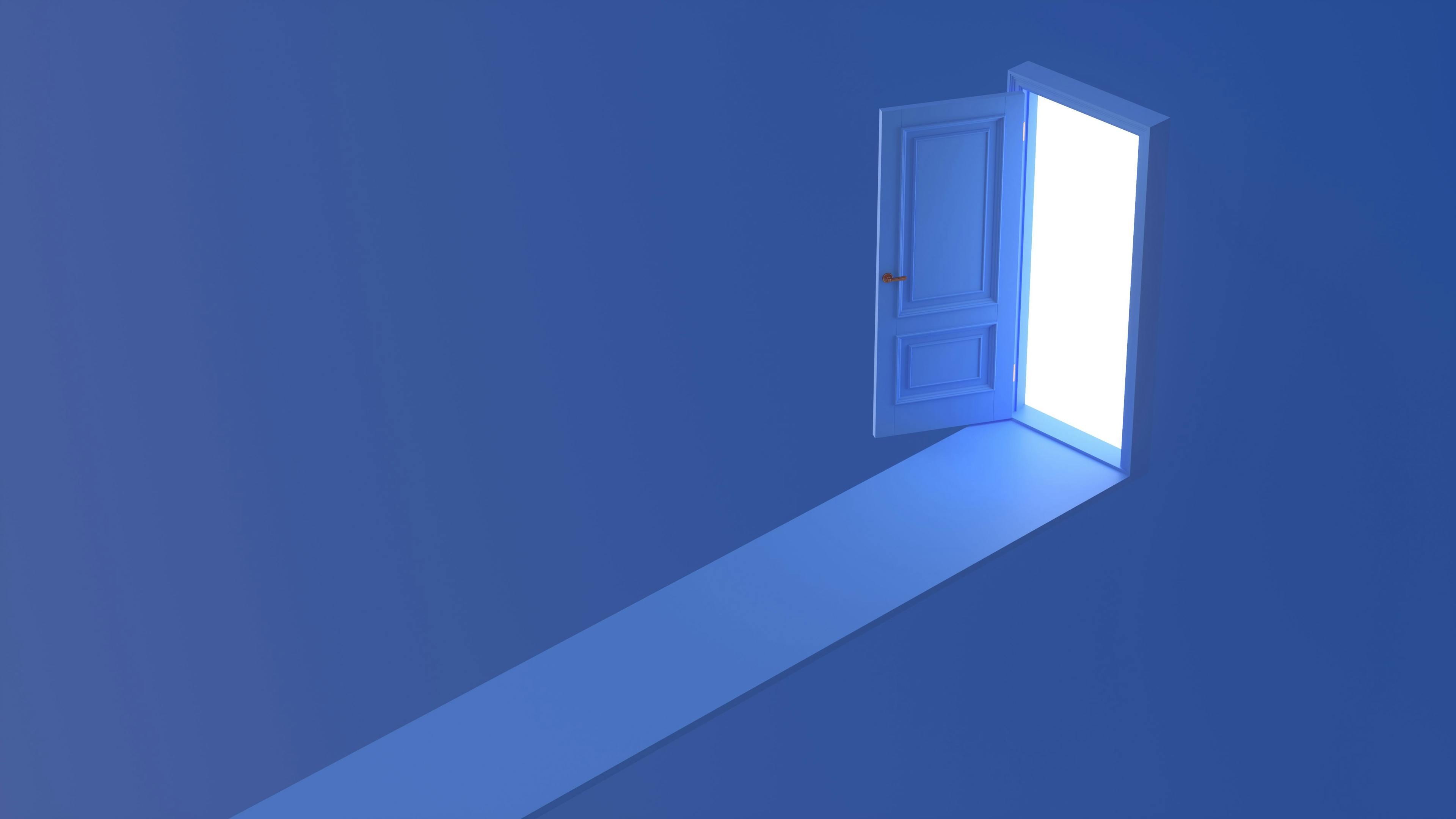 a blue door open