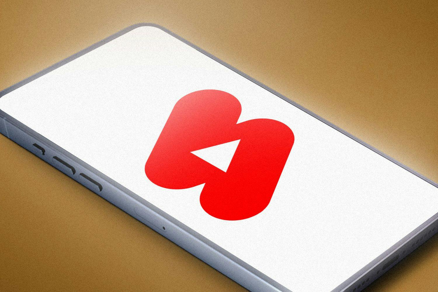 the YouTube shorts logo on a phone
