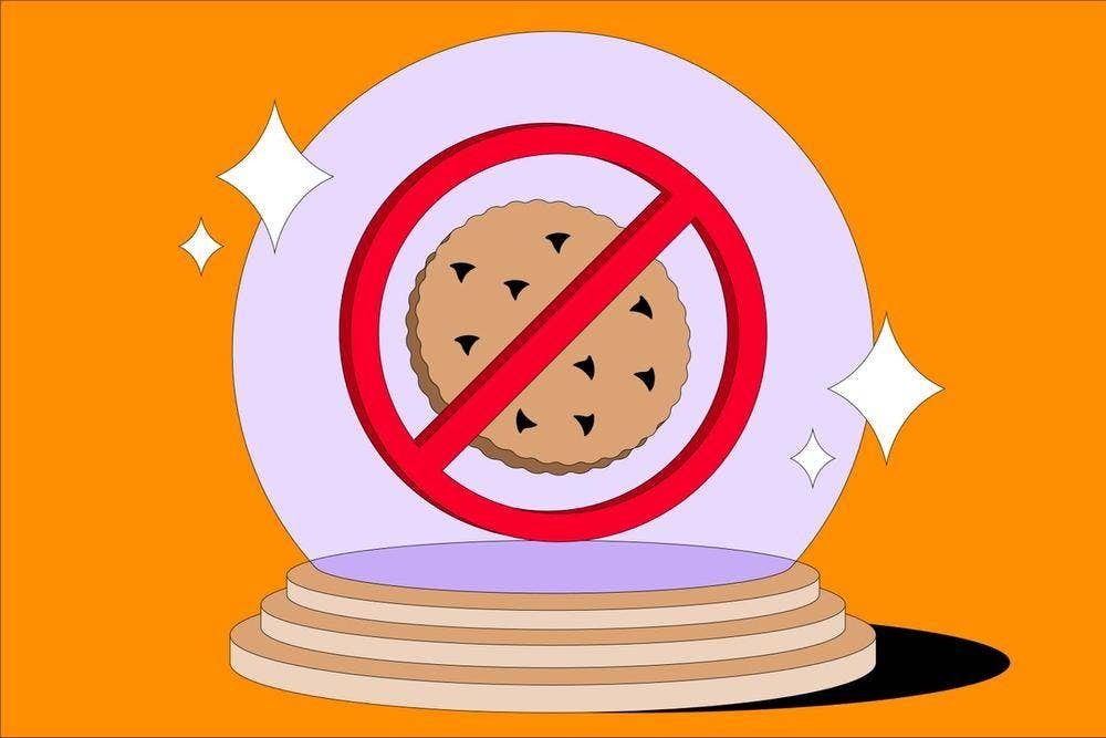 A cookie with a "no" symbol on it sitting in a crystal ball