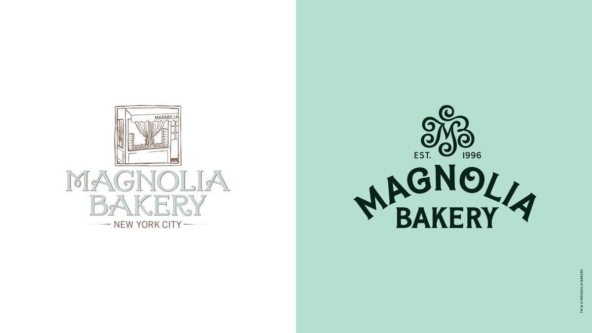 Magnolia Bakery before and after its 2022 rebrand