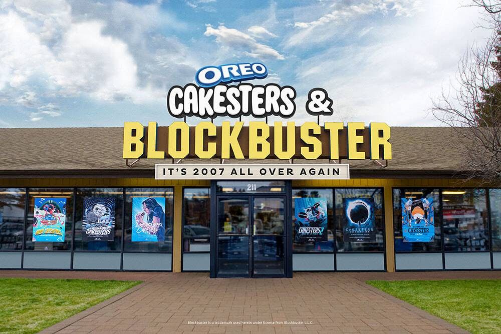 an image of Oreo's pop-up store with Blockbuster from the outside