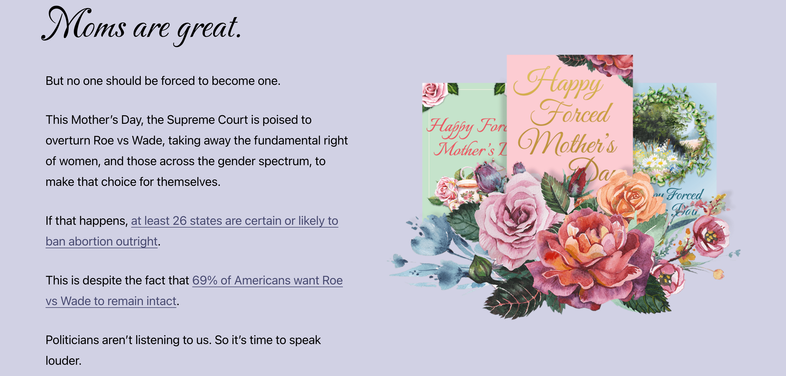 a screenshot of GSD&M's Forced Mother's Day campaign